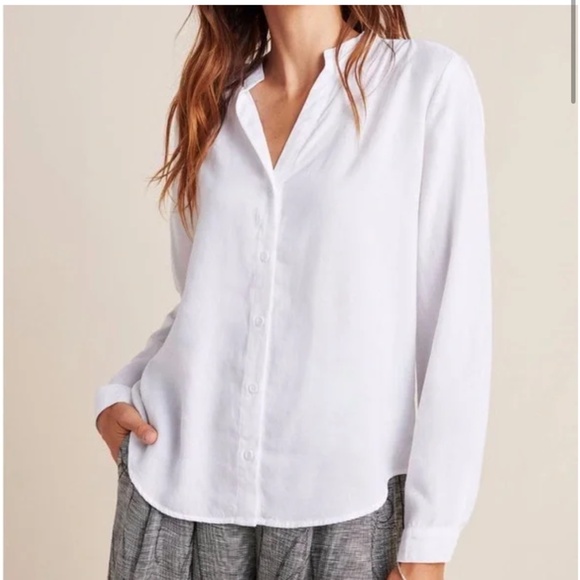 Anthropologie Cloth & Stone Smocked Button Down in White Size L - Picture 1 of 9